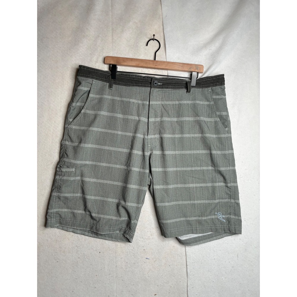 DaHui Hybrid Collection Mens Grey Striped Board Shorts Size 42 Casual Swim